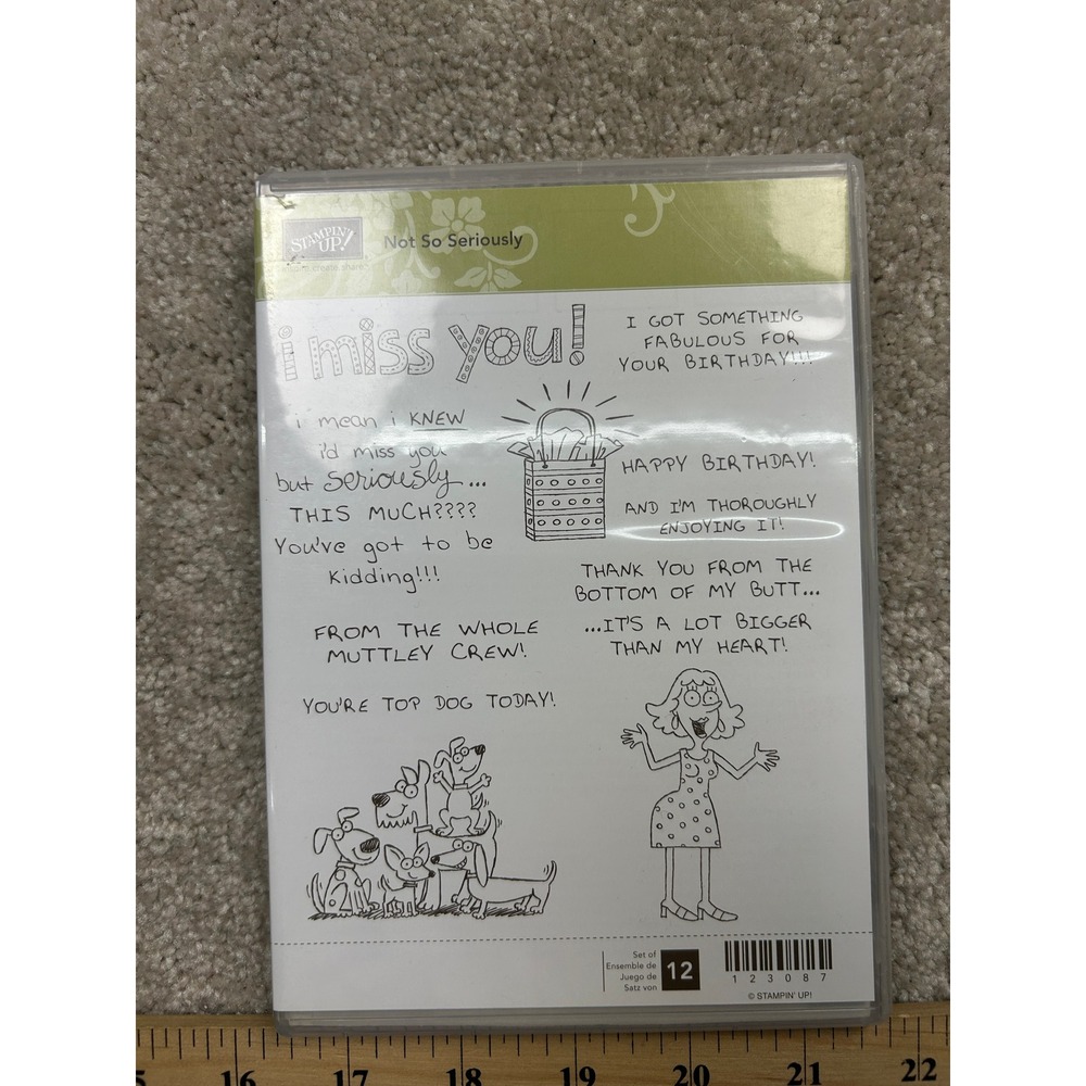 Stampin Up Not So Seriously 123087 Rubber Stamp Set Funny Birthday Dogs 12pc